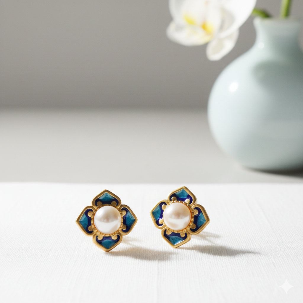 Enamel Clover Earrings