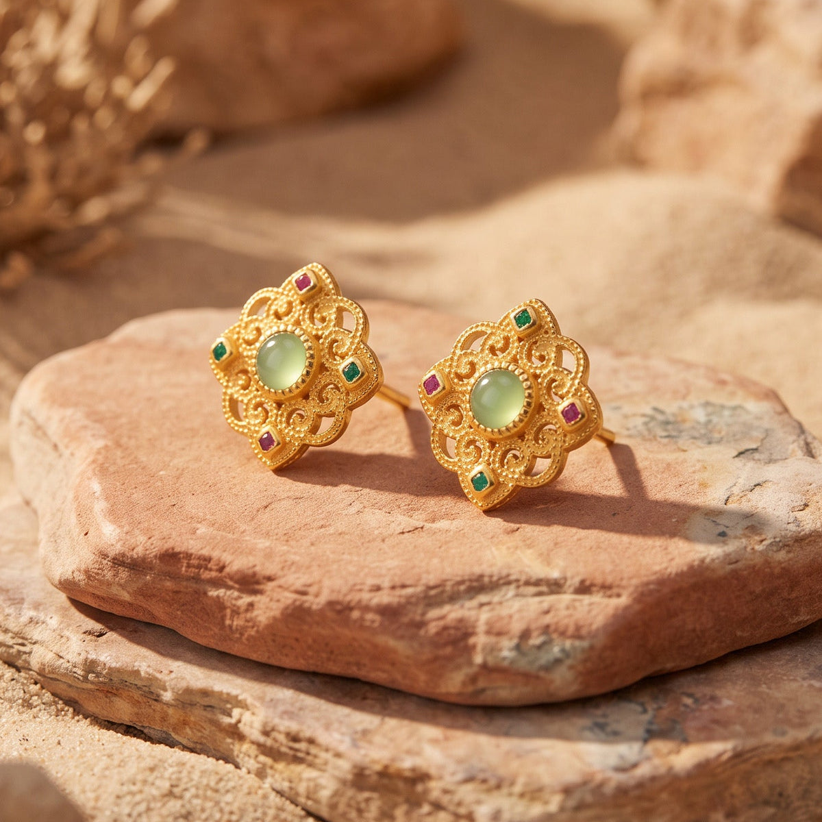 Verdant Jade Filigree Studs